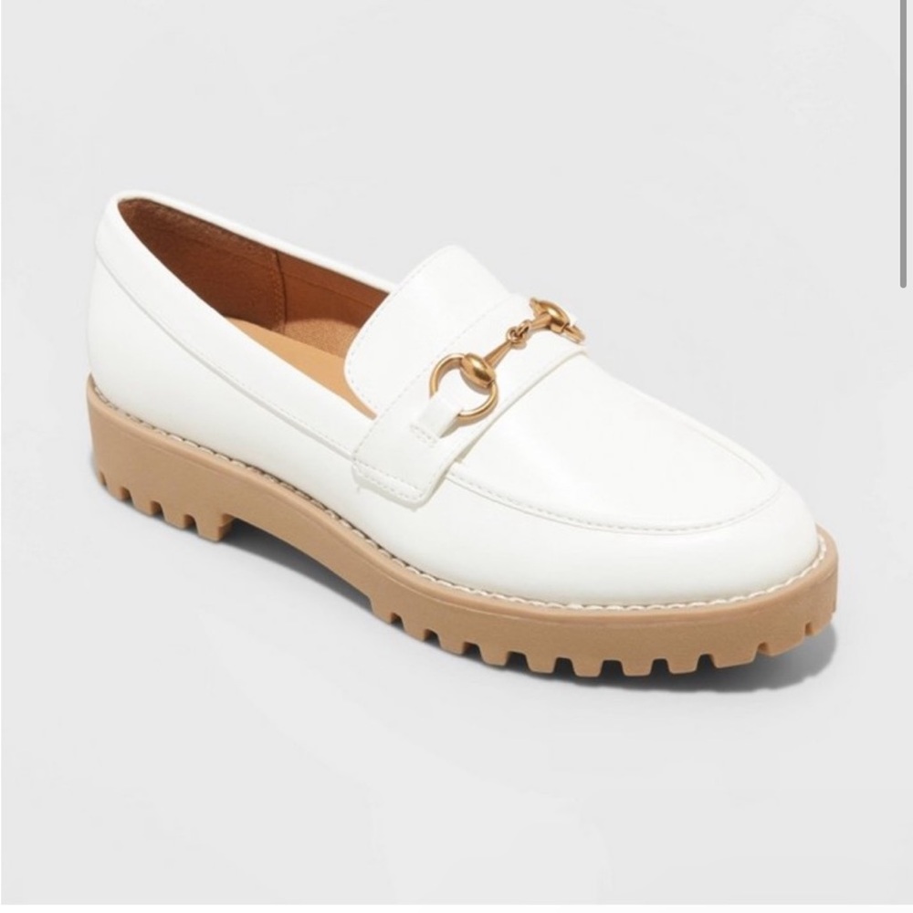 A New Say size 8 loafers with gold buckle detail